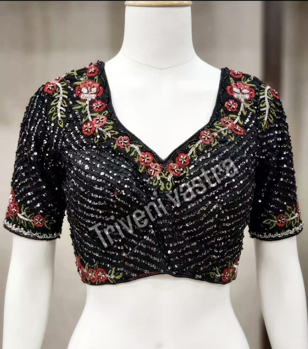 Designer Bridal /Partywear  Readymade saree Blouse-Black