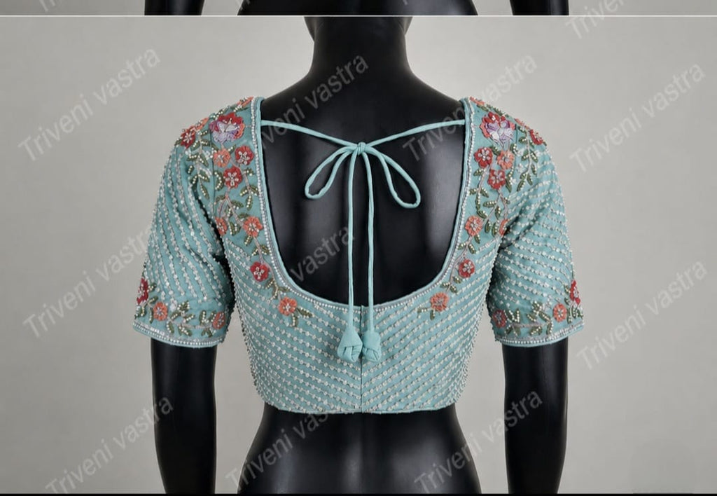 Designer Bridal /Partywear  Readymade saree Blouse- Blue