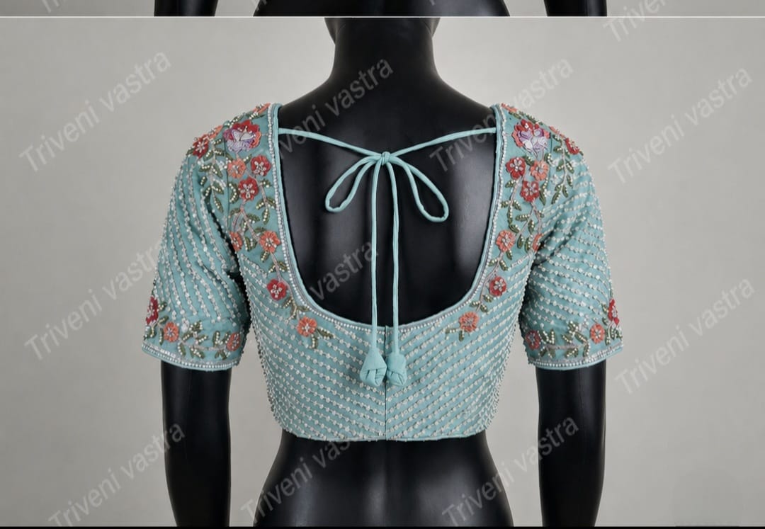 Designer Bridal /Partywear  Readymade saree Blouse- Blue
