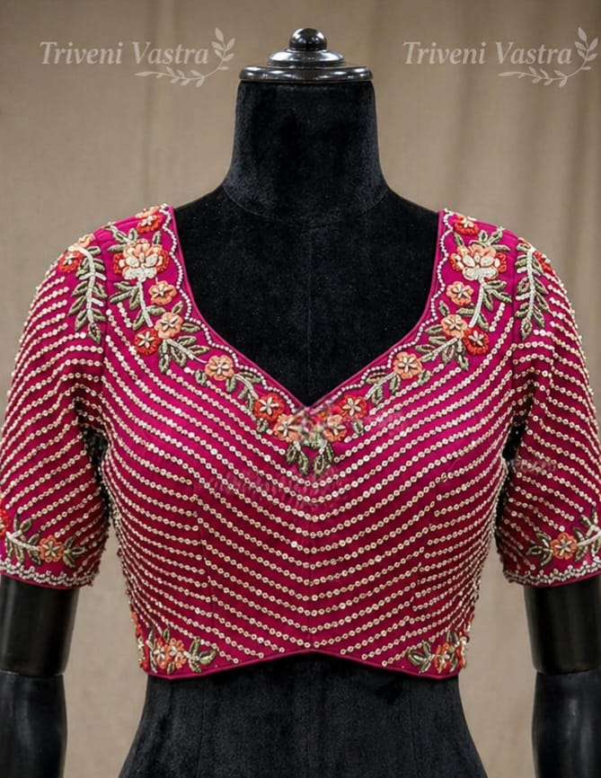 Designer Bridal /Partywear  Readymade saree Blouse- Pink