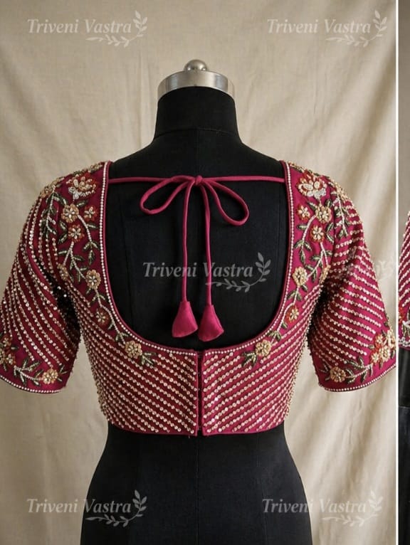 Designer Bridal /Partywear  Readymade saree Blouse- Pink