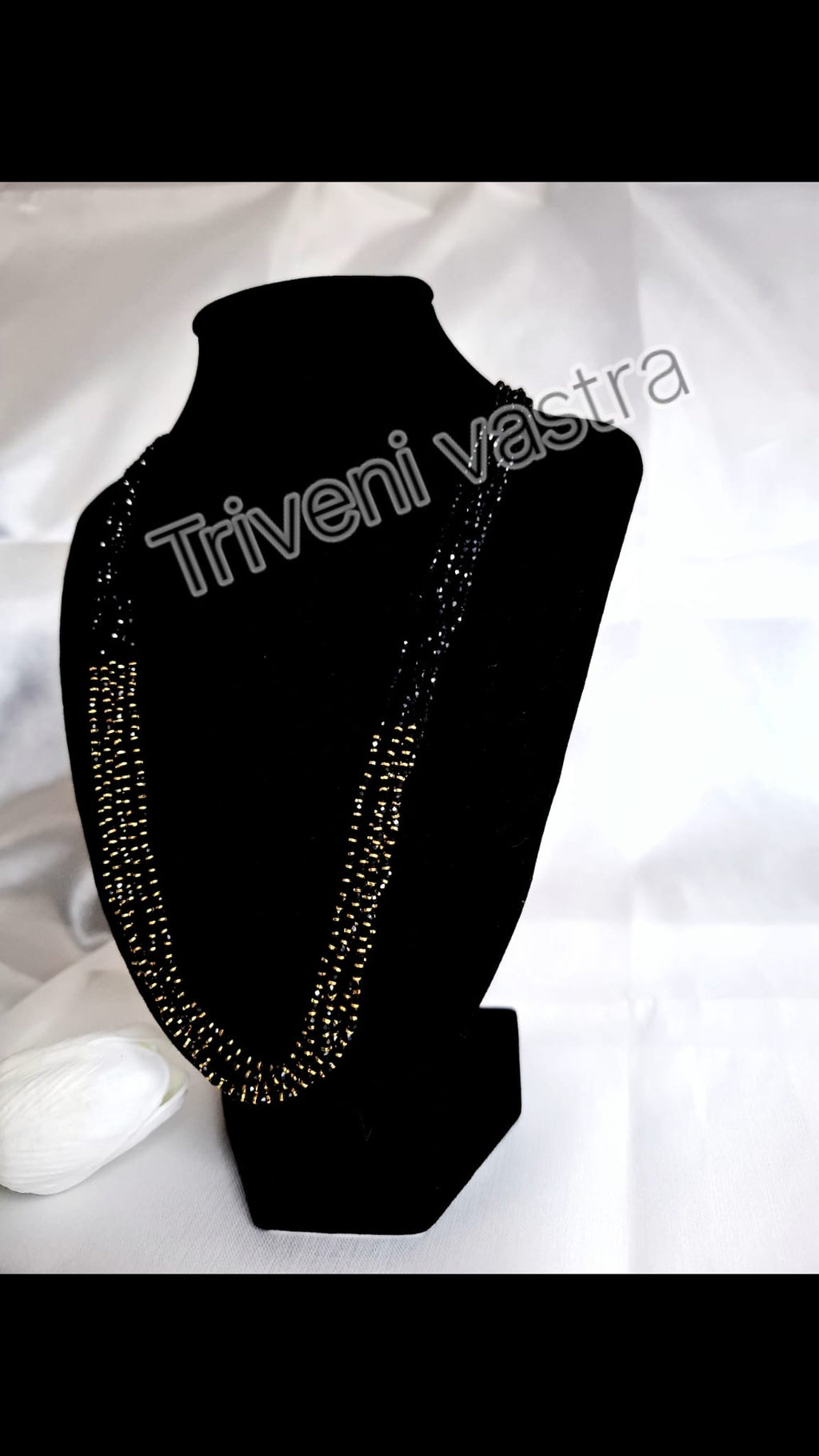 Long multi layer black &Gold  beaded necklace