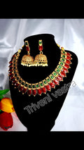 Red &Green traditional short necklace with earring