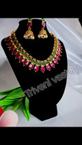 Purple &Green traditional short necklace with earring