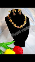 Short necklace with earring- elephant themed