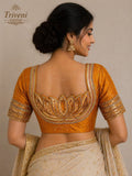 Designer Saree blouse - Lotus design- yellow