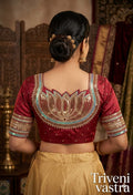 Designet Saree blouse- Lotus design-Brown