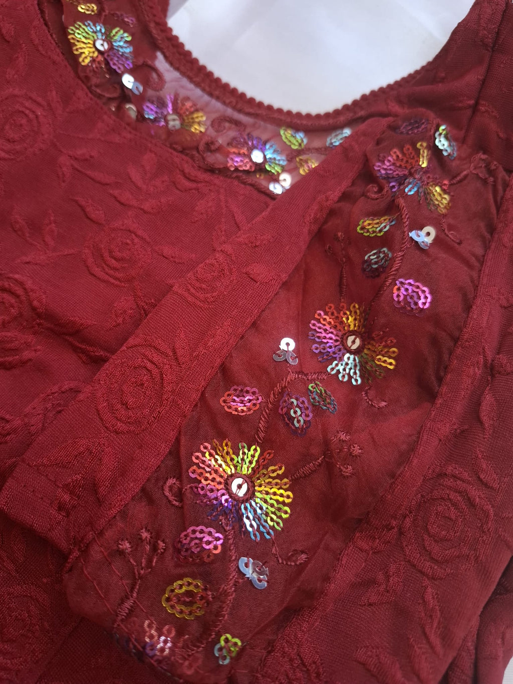 Strechable embroidered saree blouse- Brown