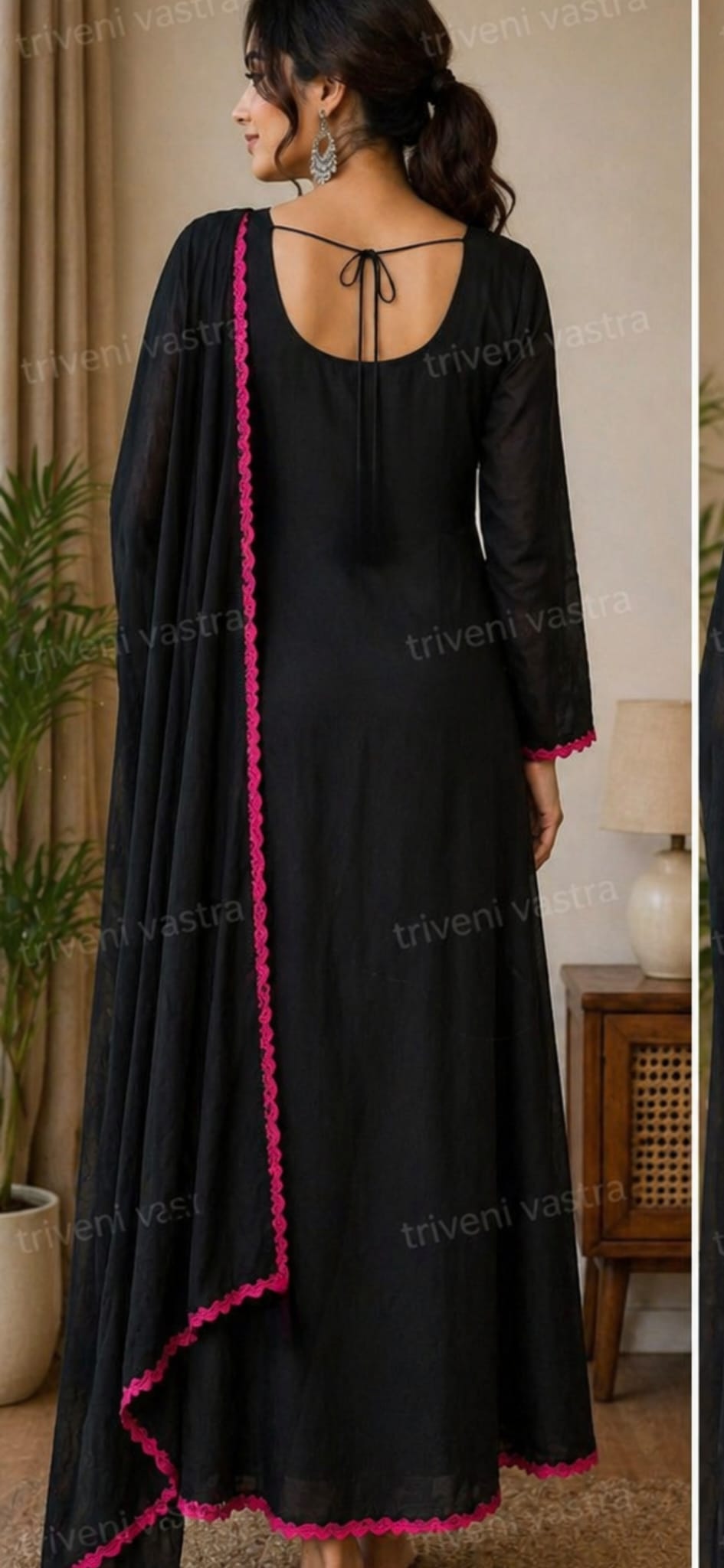 Kurthi with Duppatta - Black (M/L)