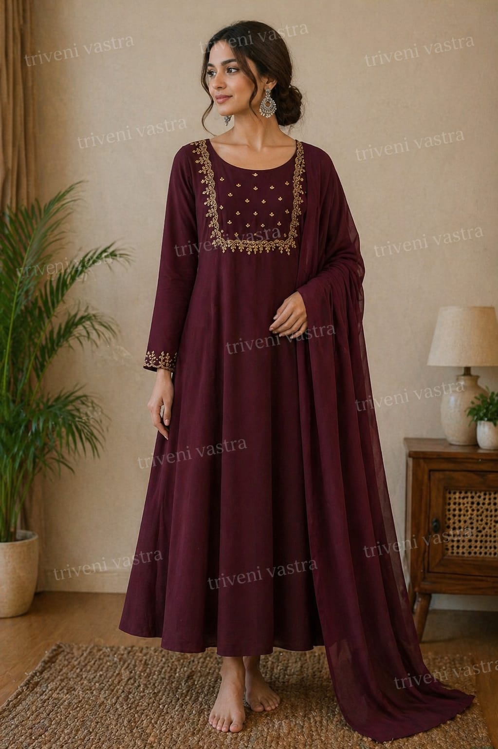 Kurthi with Duppatta - Coffeebrown
