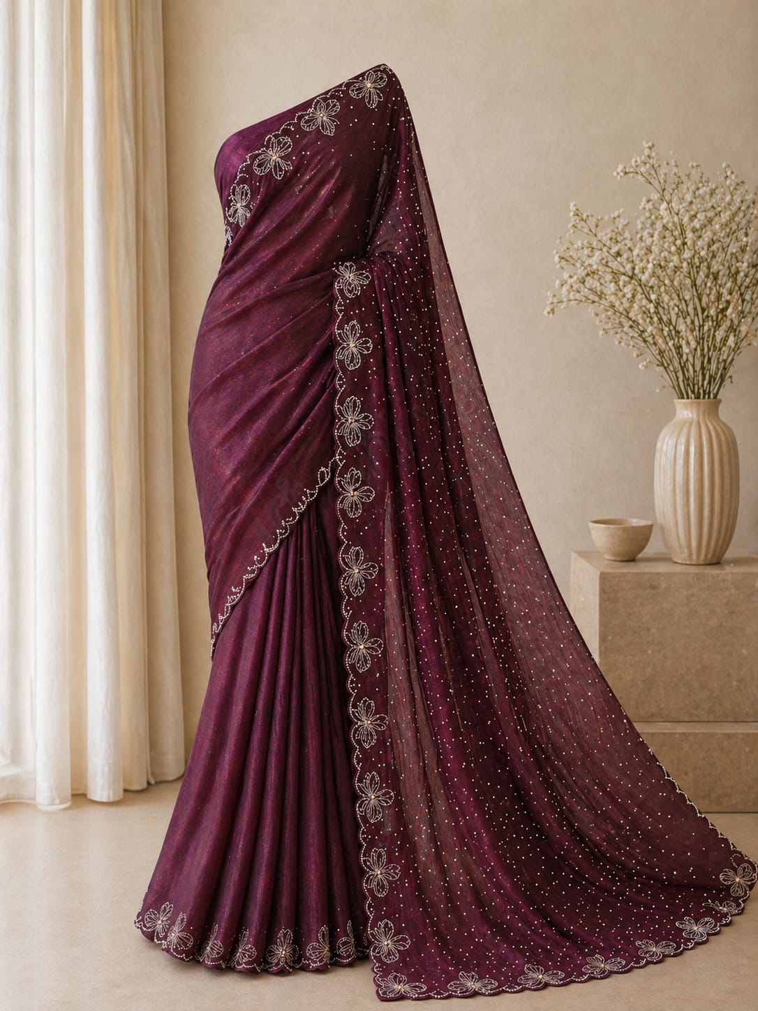 Butterfly saree with running blouse material