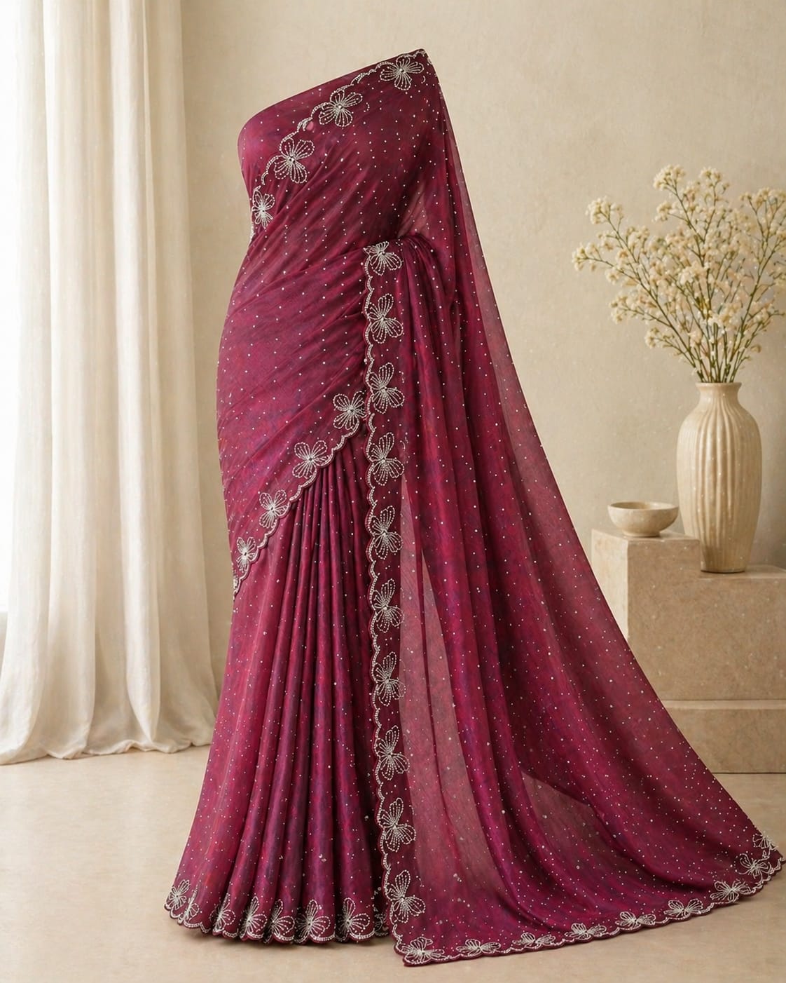Butterfly saree with running blouse material