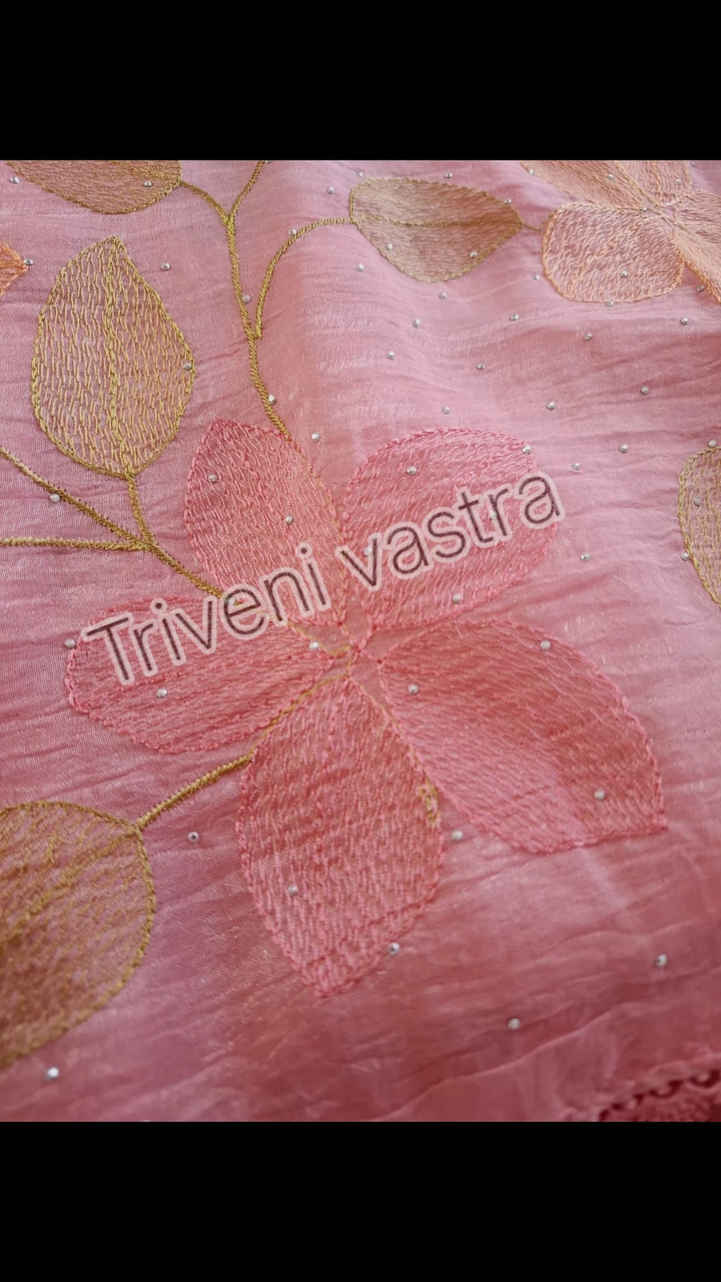Embroidered saree with running blouse -Pink