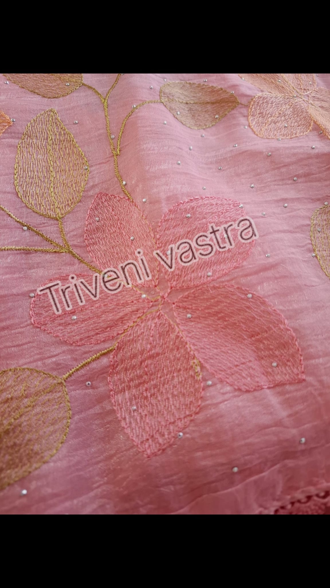 Embroidered saree with running blouse -Pink