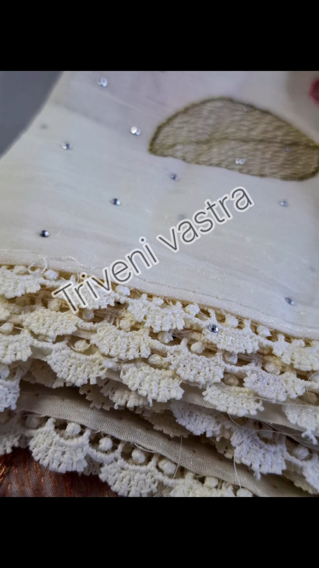Embroidered saree with running blouse -white