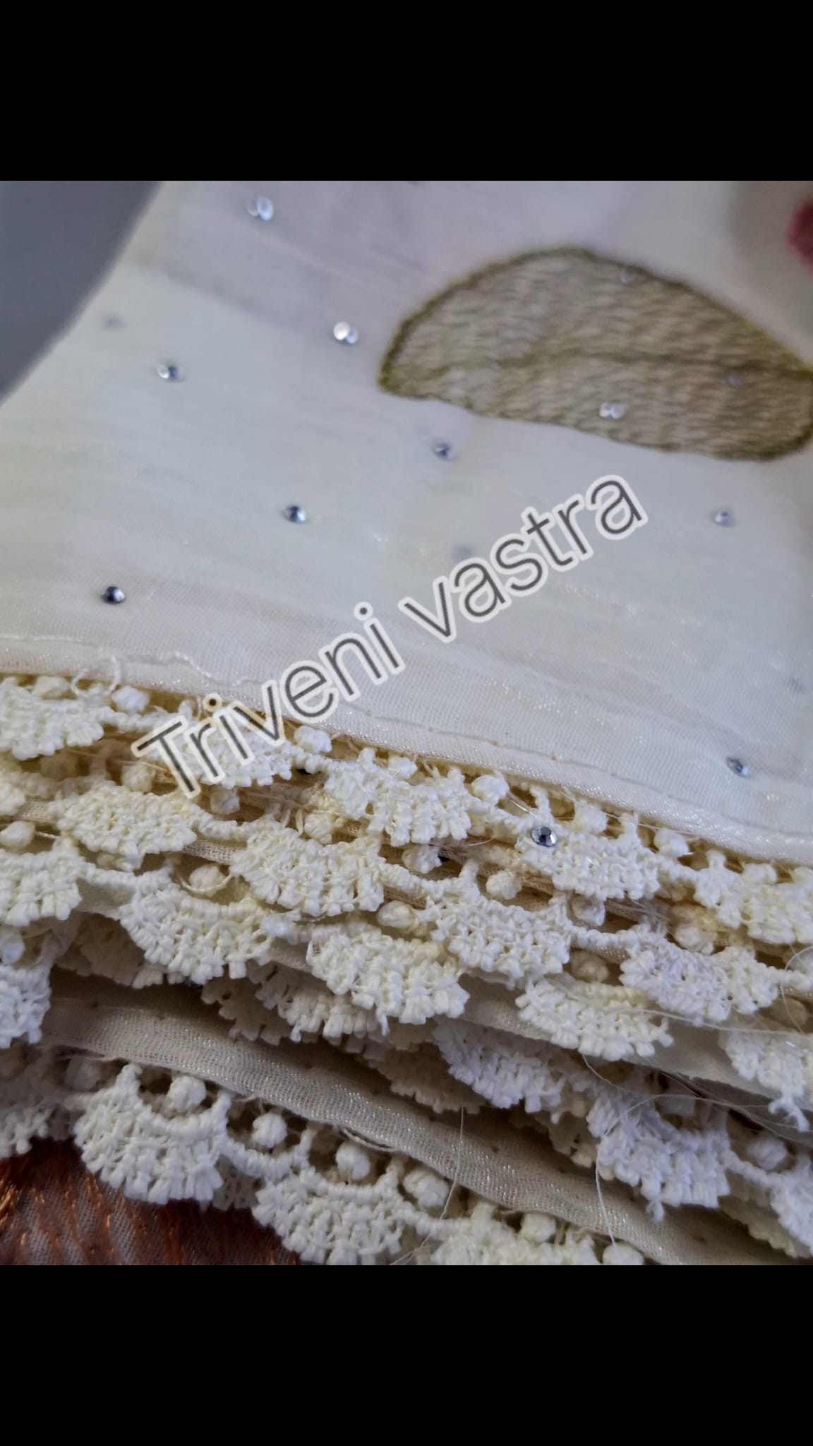 Embroidered saree with running blouse -white
