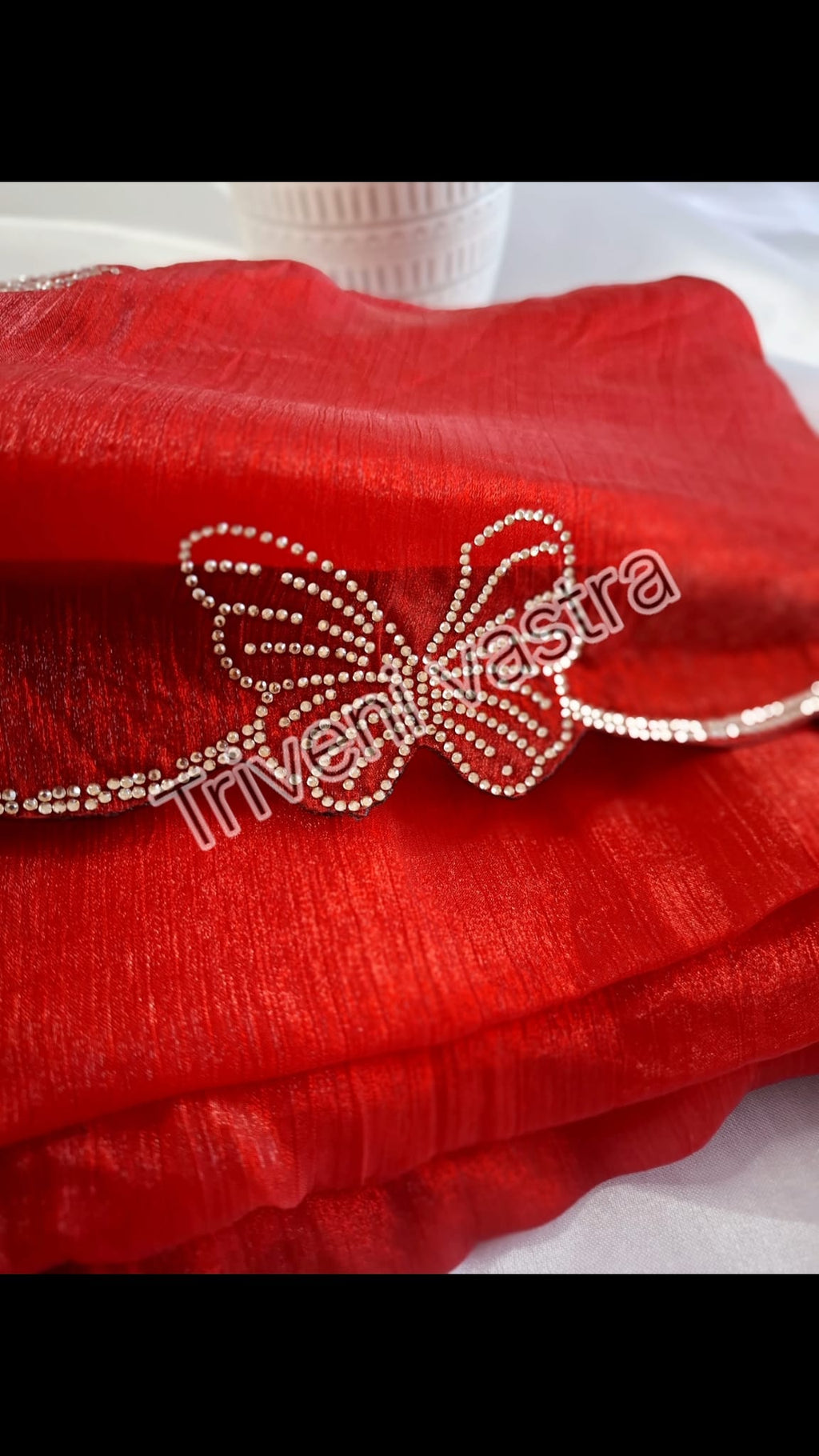 Red Saree with running Blouse
