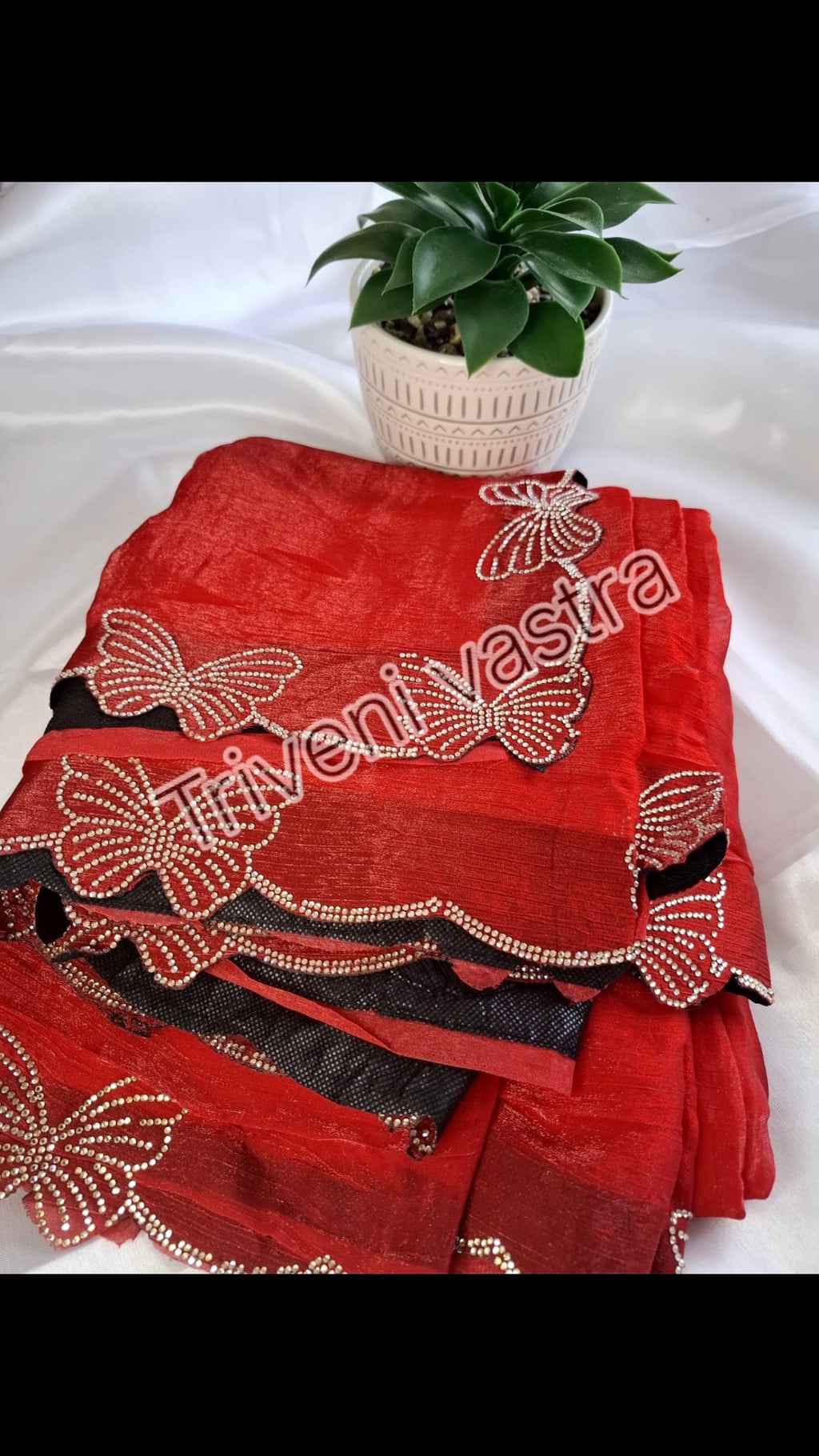 Red Saree with running Blouse