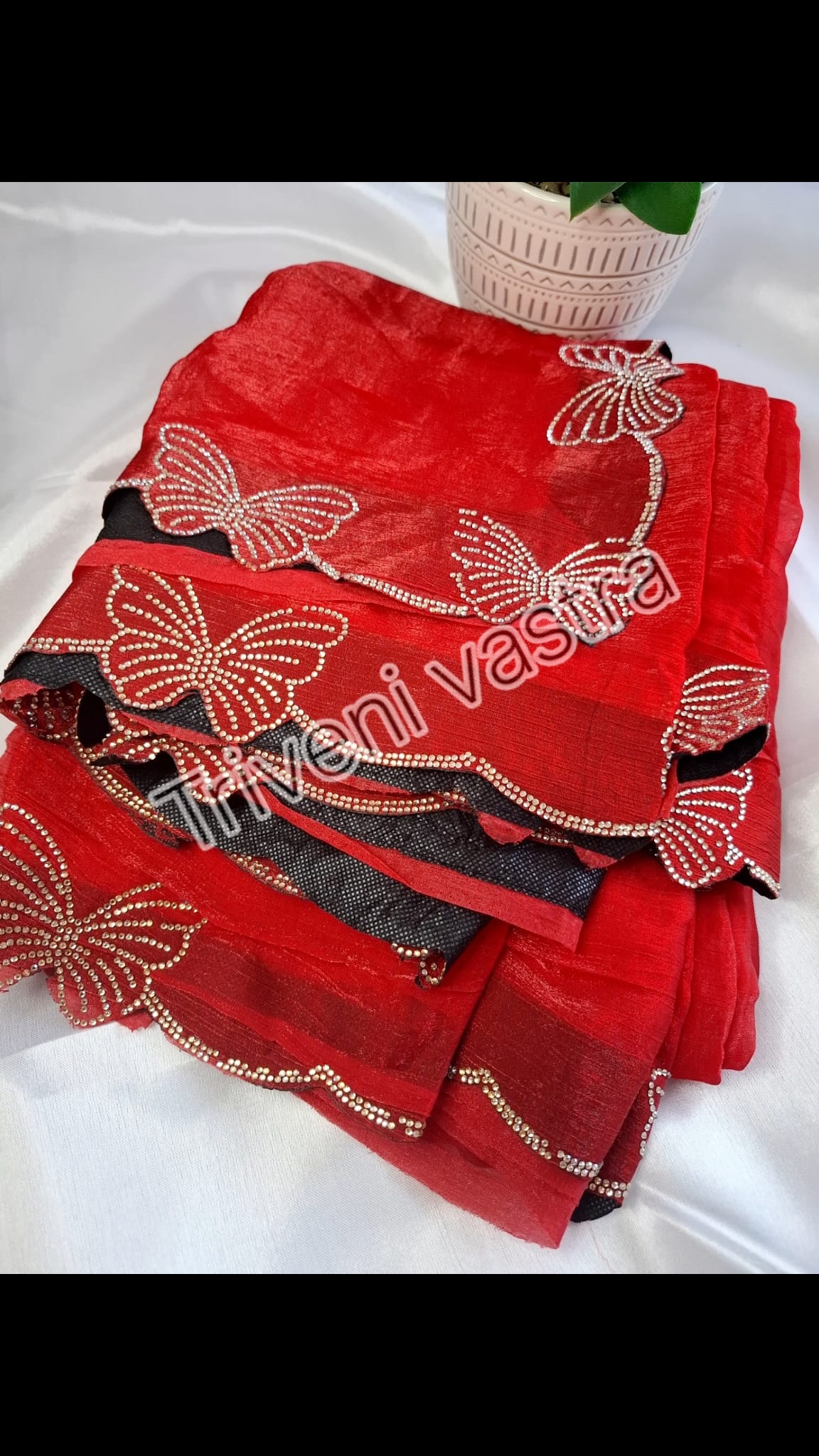 Red Saree with running Blouse