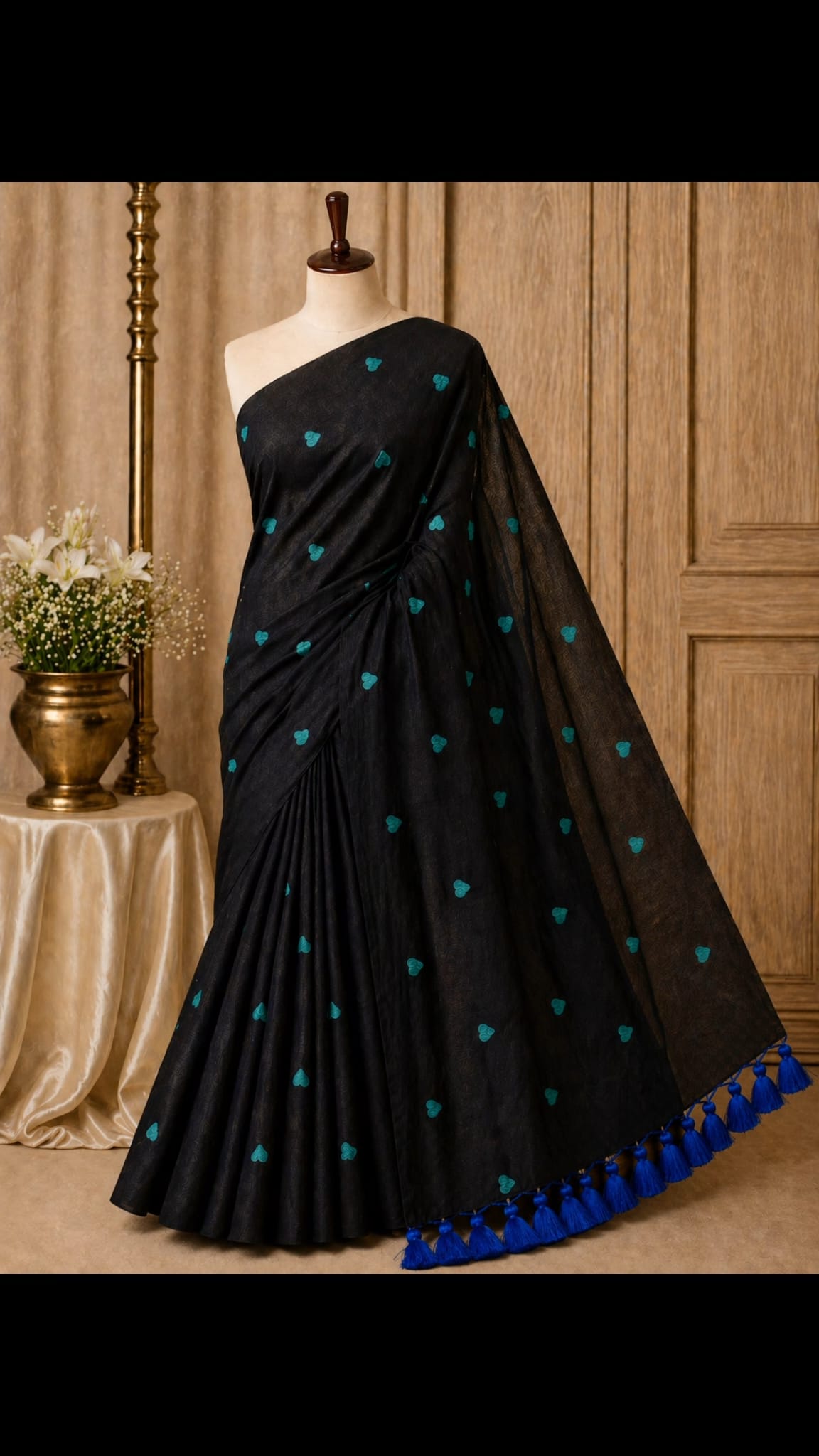Khadi cotton Saree- Black