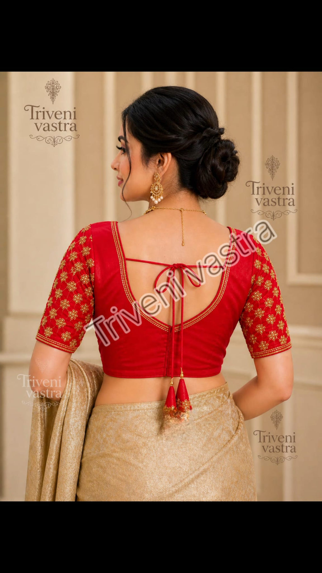 Designer saree blouse Red