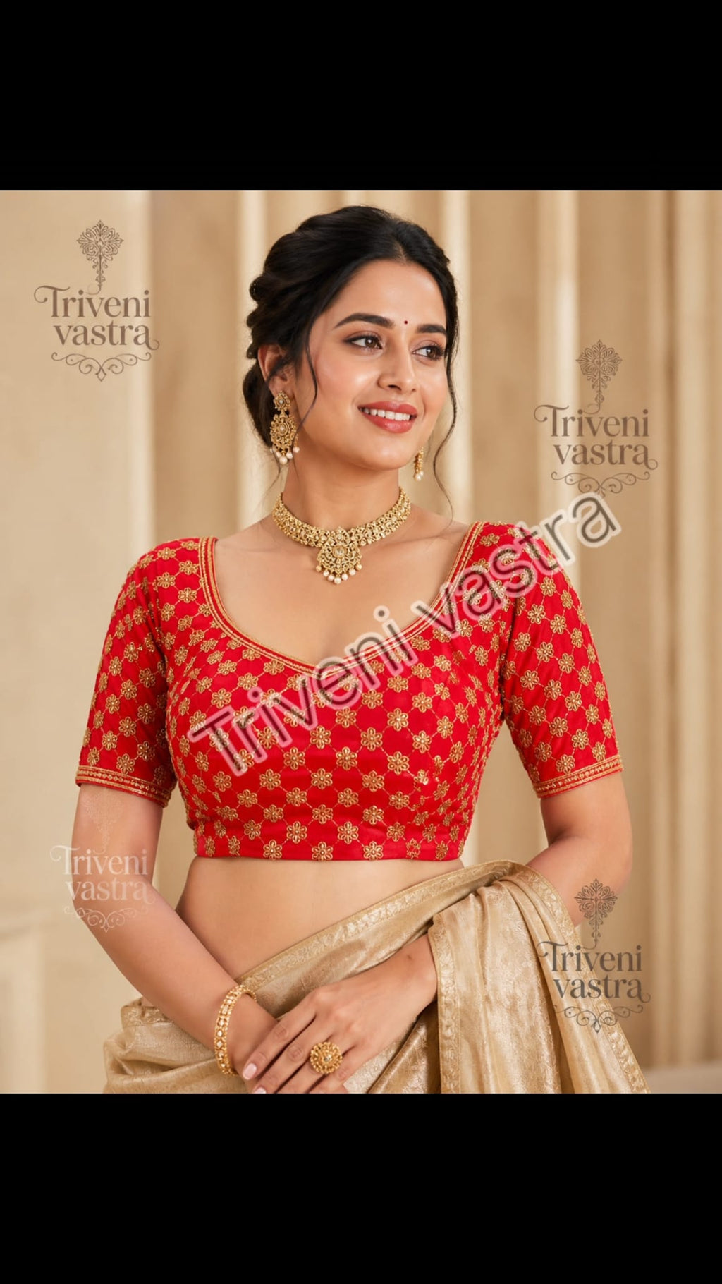 Designer saree blouse Red