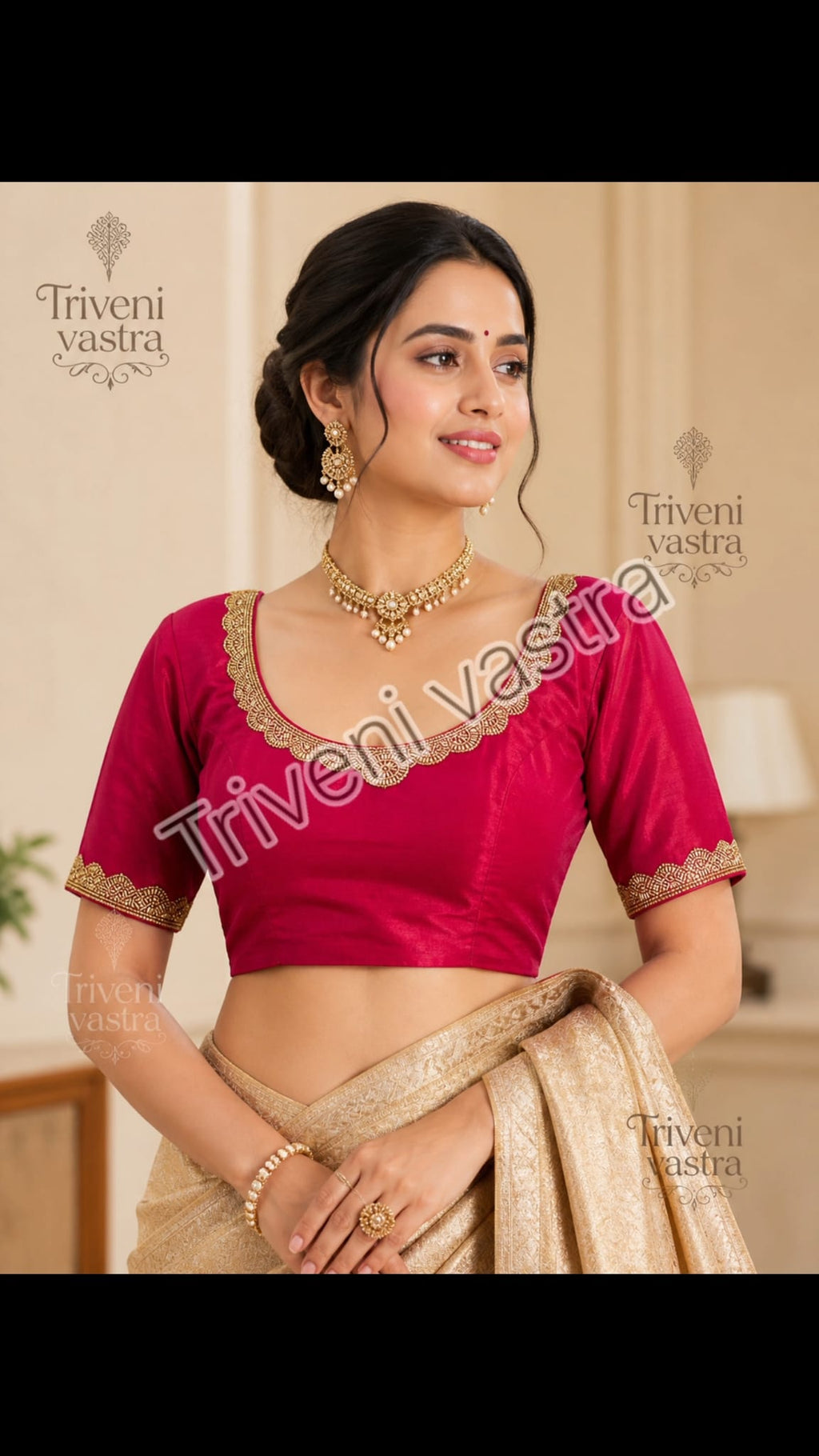 Designer Readymade blouse-Pink