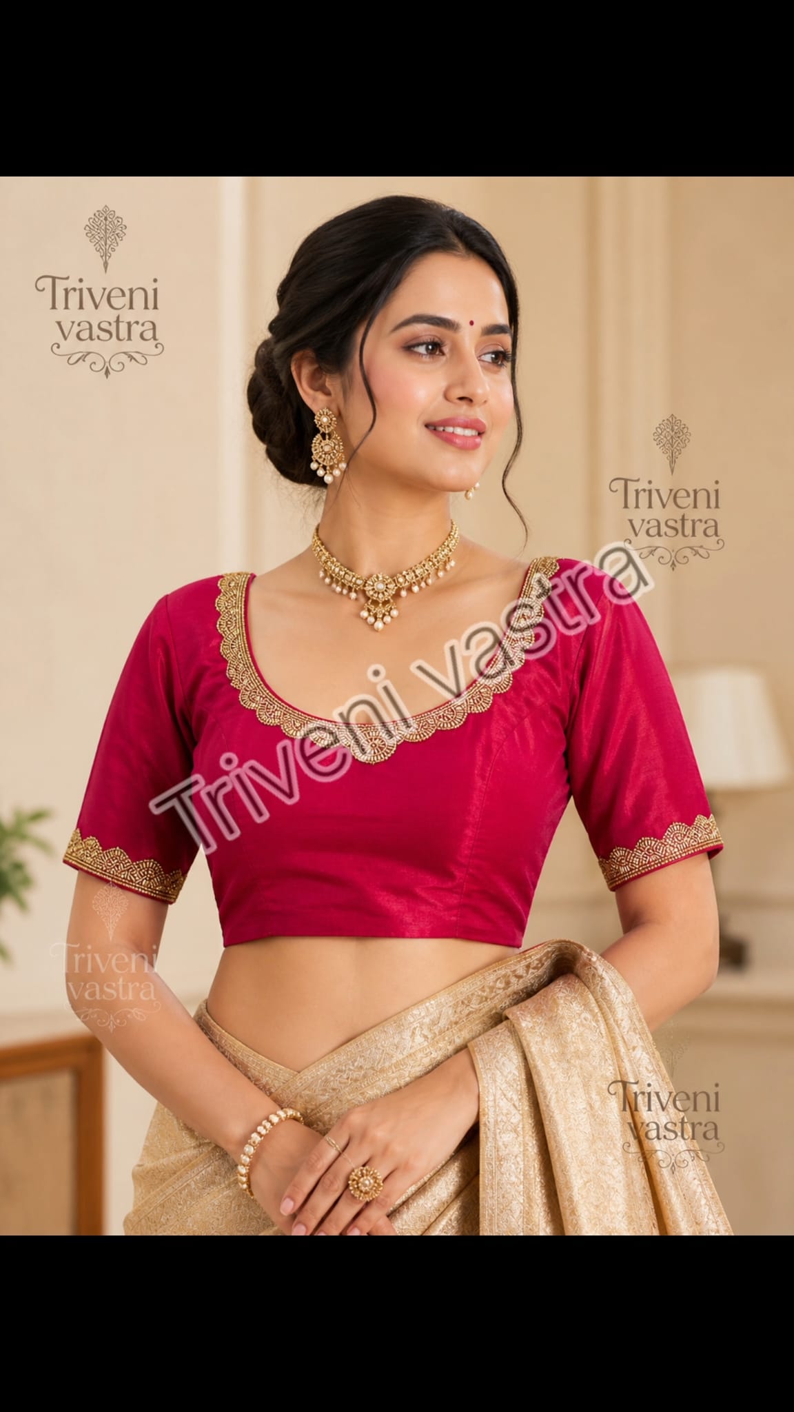 Designer Readymade blouse-Pink