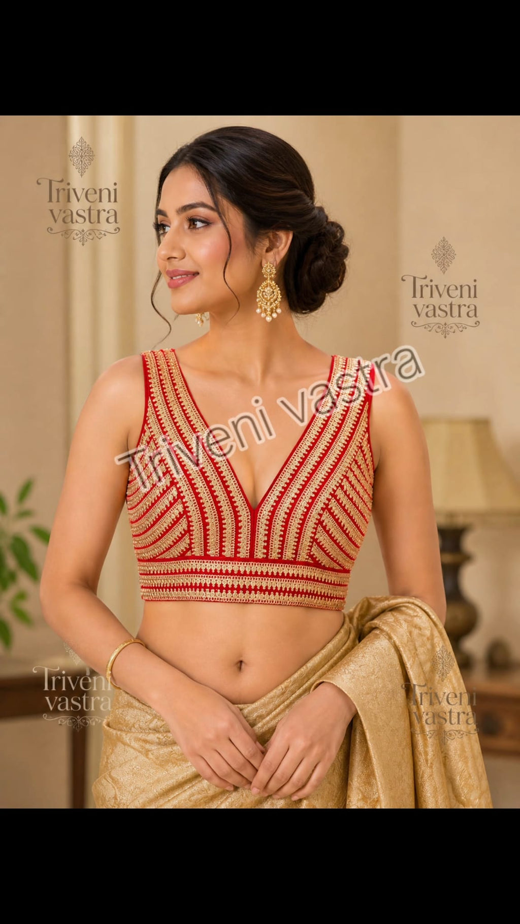Designer Sleeveless blouse-Red