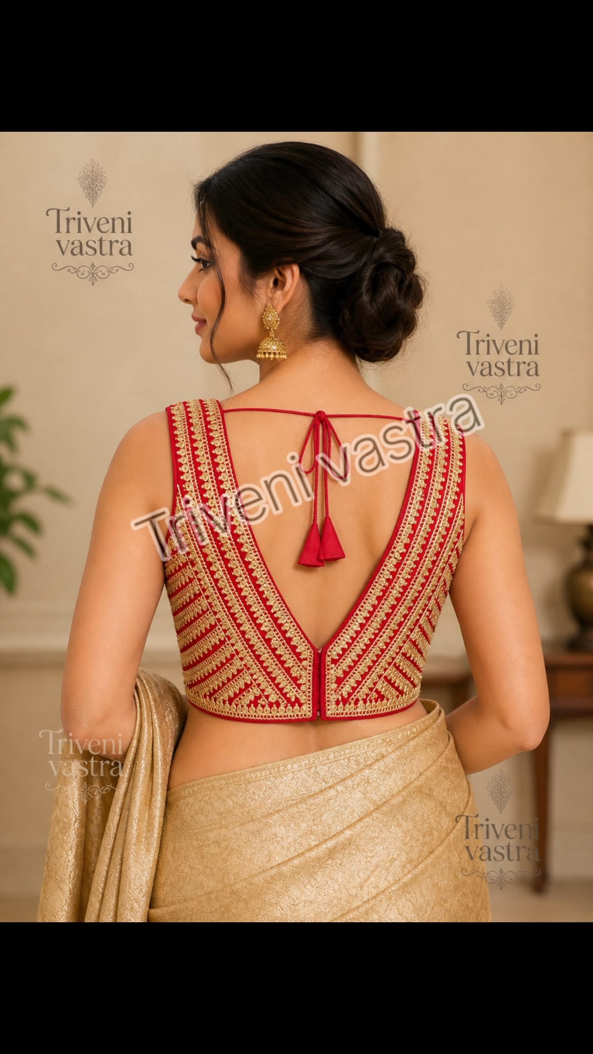 Designer Sleeveless blouse-Red