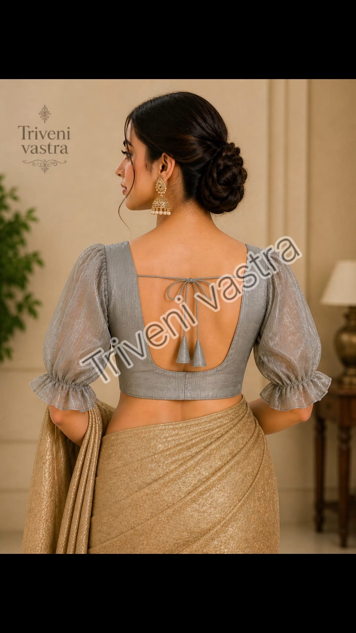 Readymade Saree Blouse-Grey