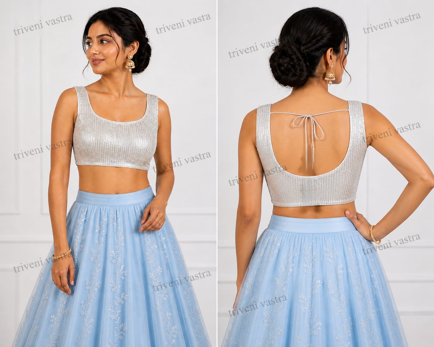 Designer  ready made blouse- silver