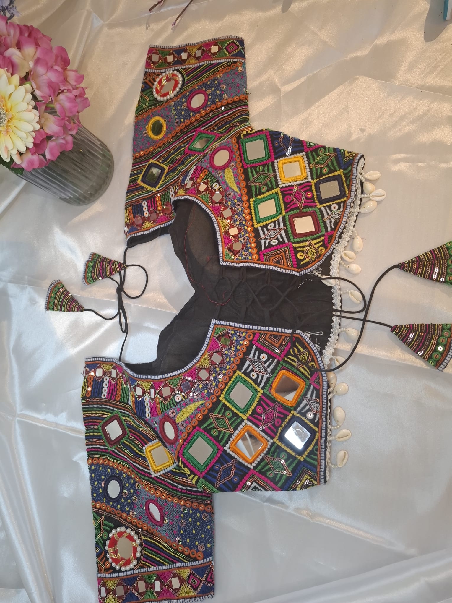 Designer saree blouse- Heavy work with mirror.