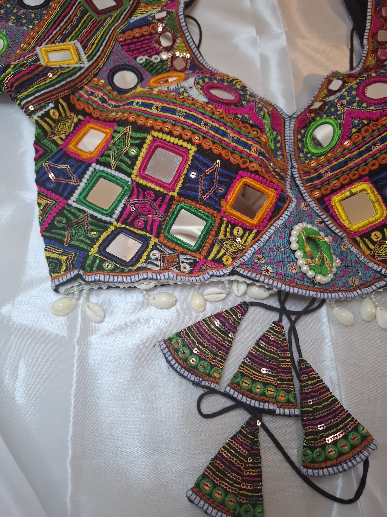 Designer saree blouse- Heavy work with mirror.