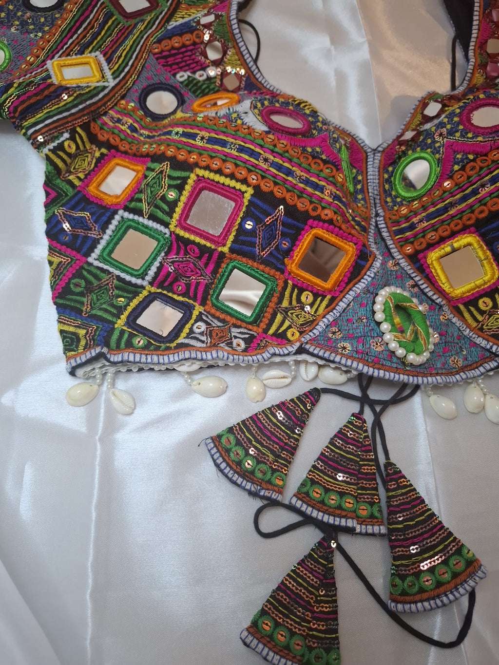 Designer saree blouse- Heavy work with mirror.