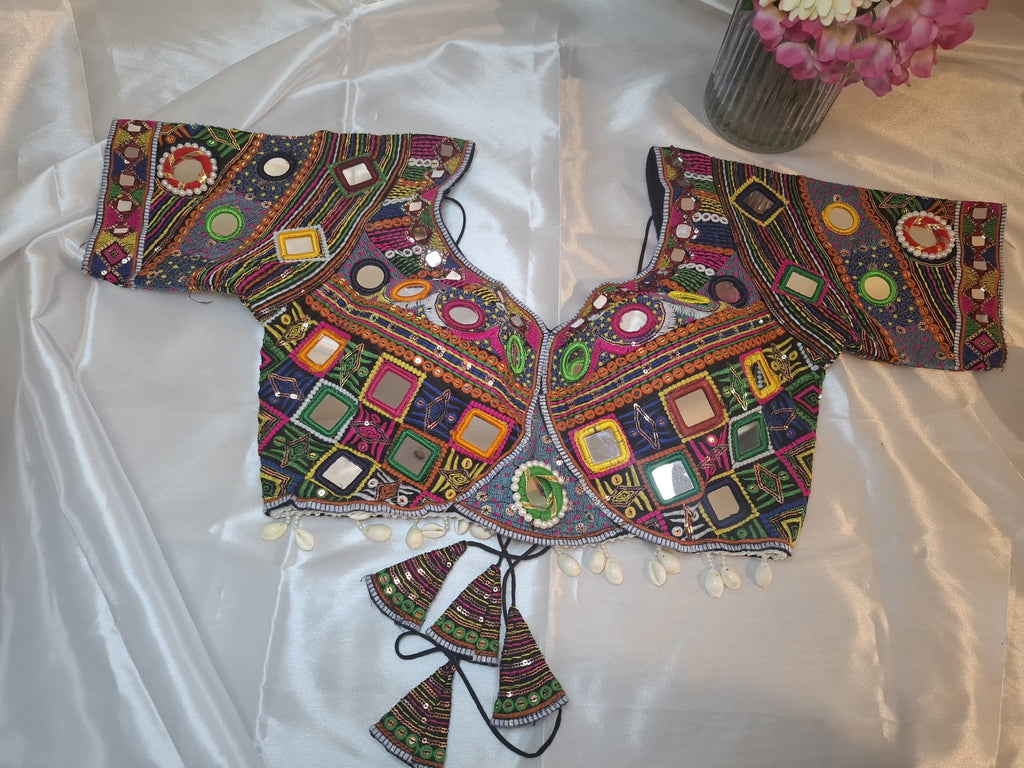 Designer saree blouse- Heavy work with mirror.