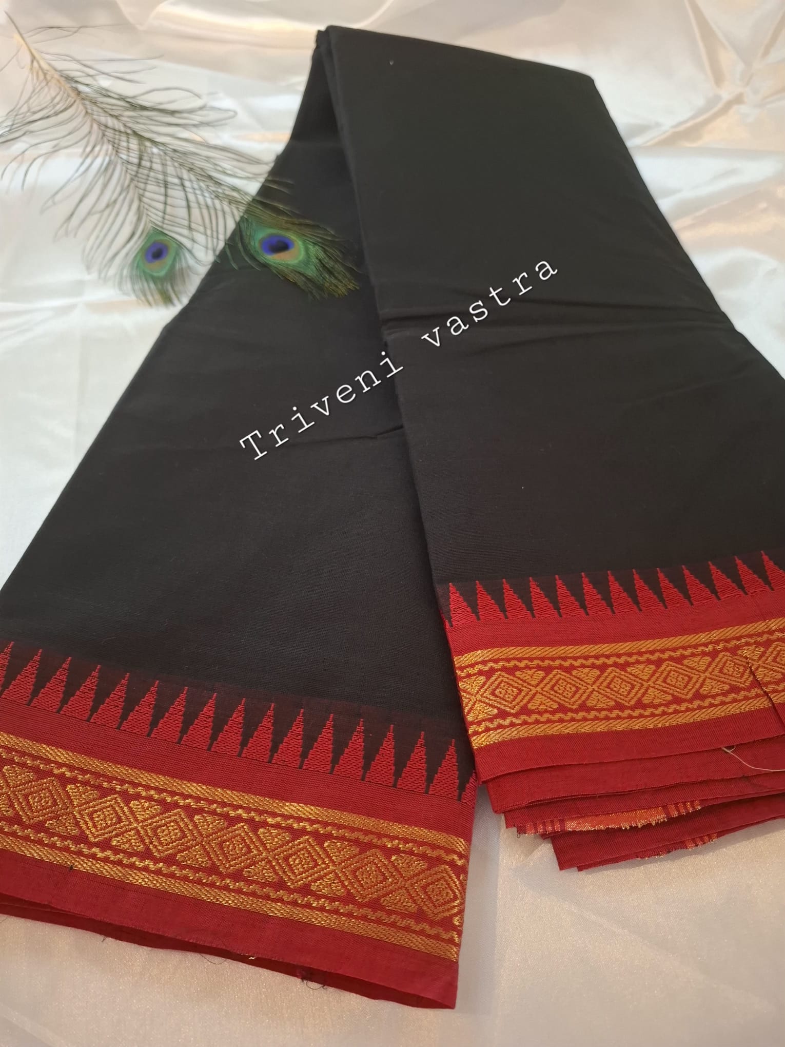 Black & Red saree- Kanchi Silk cotton Blend