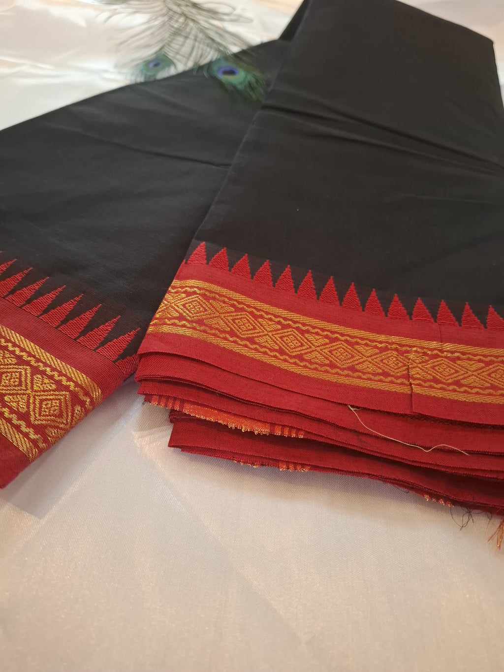 Black & Red saree- Kanchi Silk cotton Blend