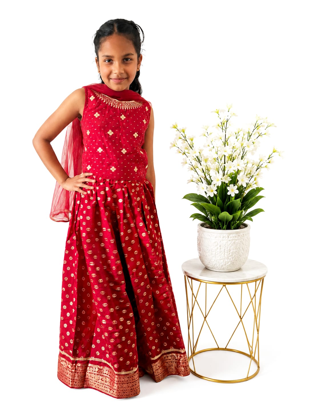 Girls' 3-Piece Lehenga Choli Set .