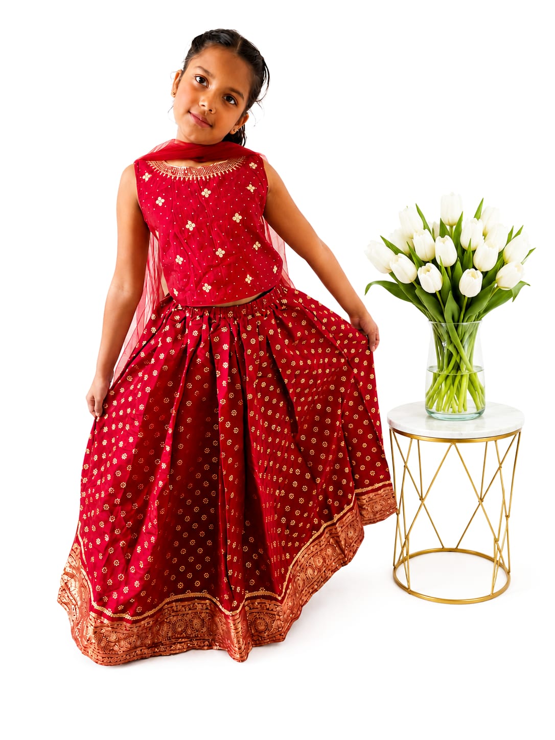 Girls' 3-Piece Lehenga Choli Set .