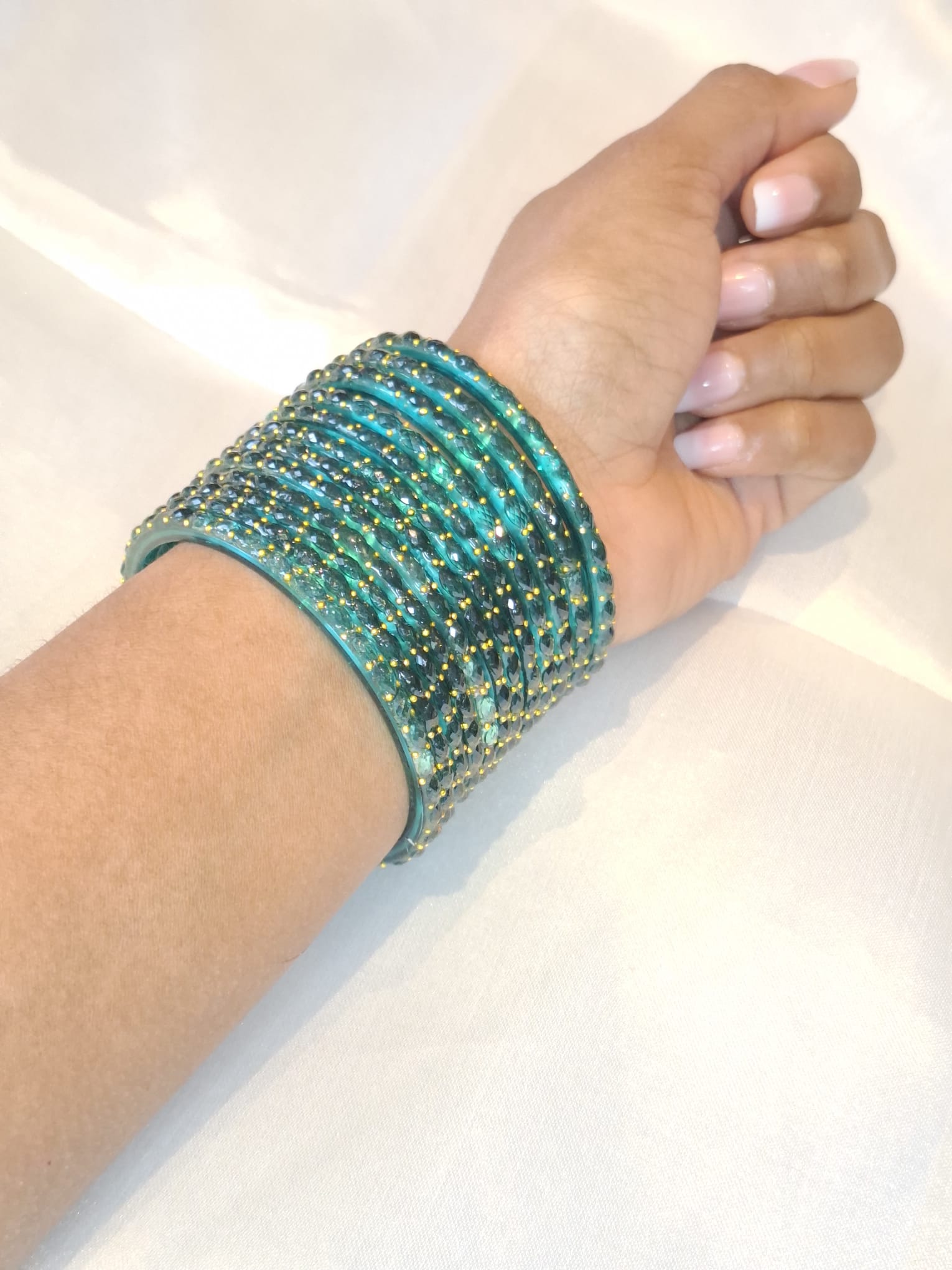 Glass bangless- Aqua Green
