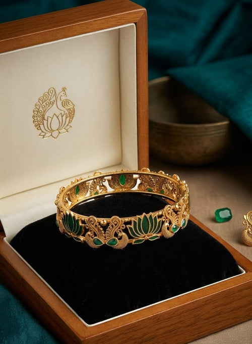 Bangle  Golden with Green Lotus