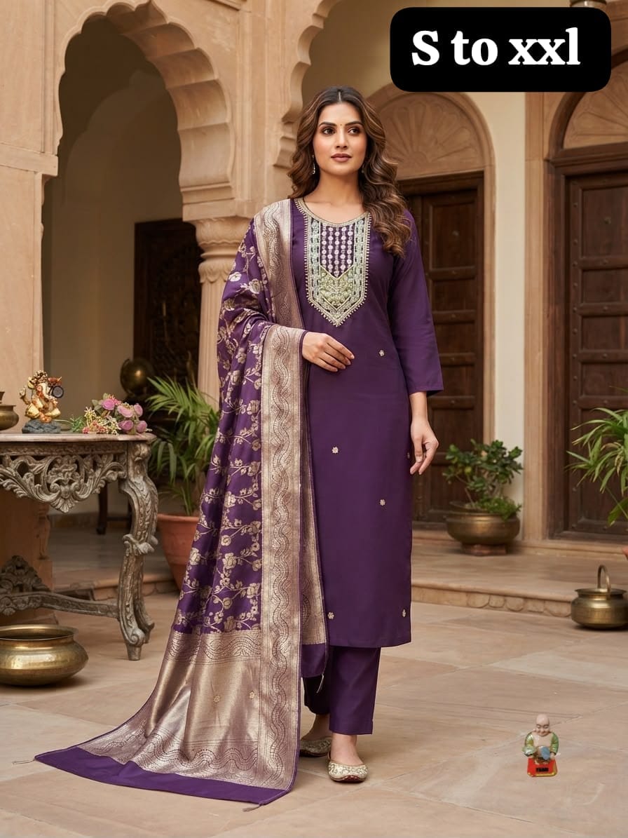 Premium Embroidered 3 piece  Suit. # Style 20