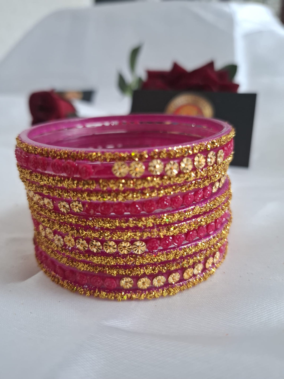 Glass bangles - pink 3.8
