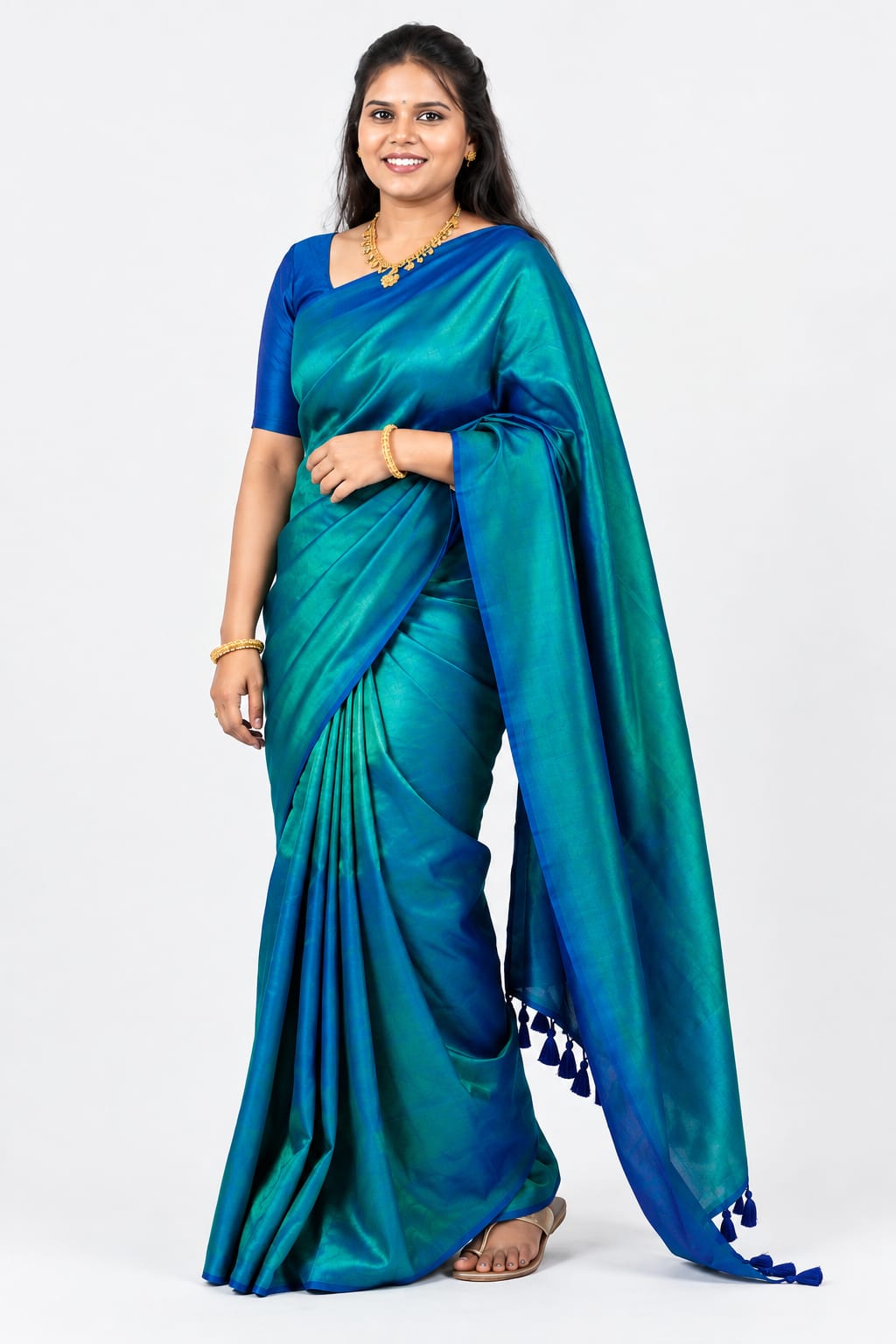 Peacock/ Royal blue saree