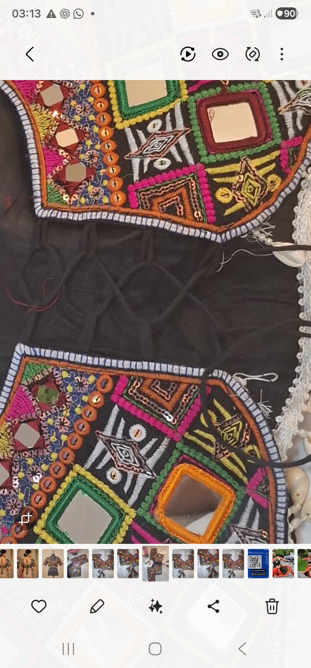 Designer saree blouse- Heavy work with mirror.