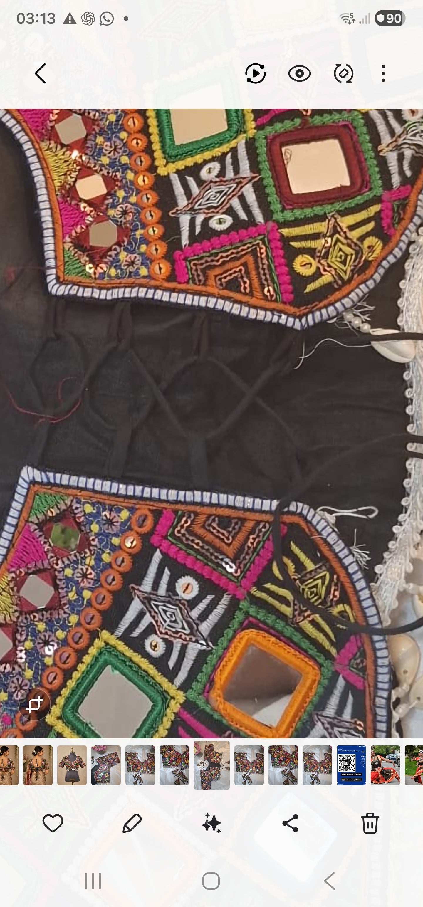 Designer saree blouse- Heavy work with mirror.