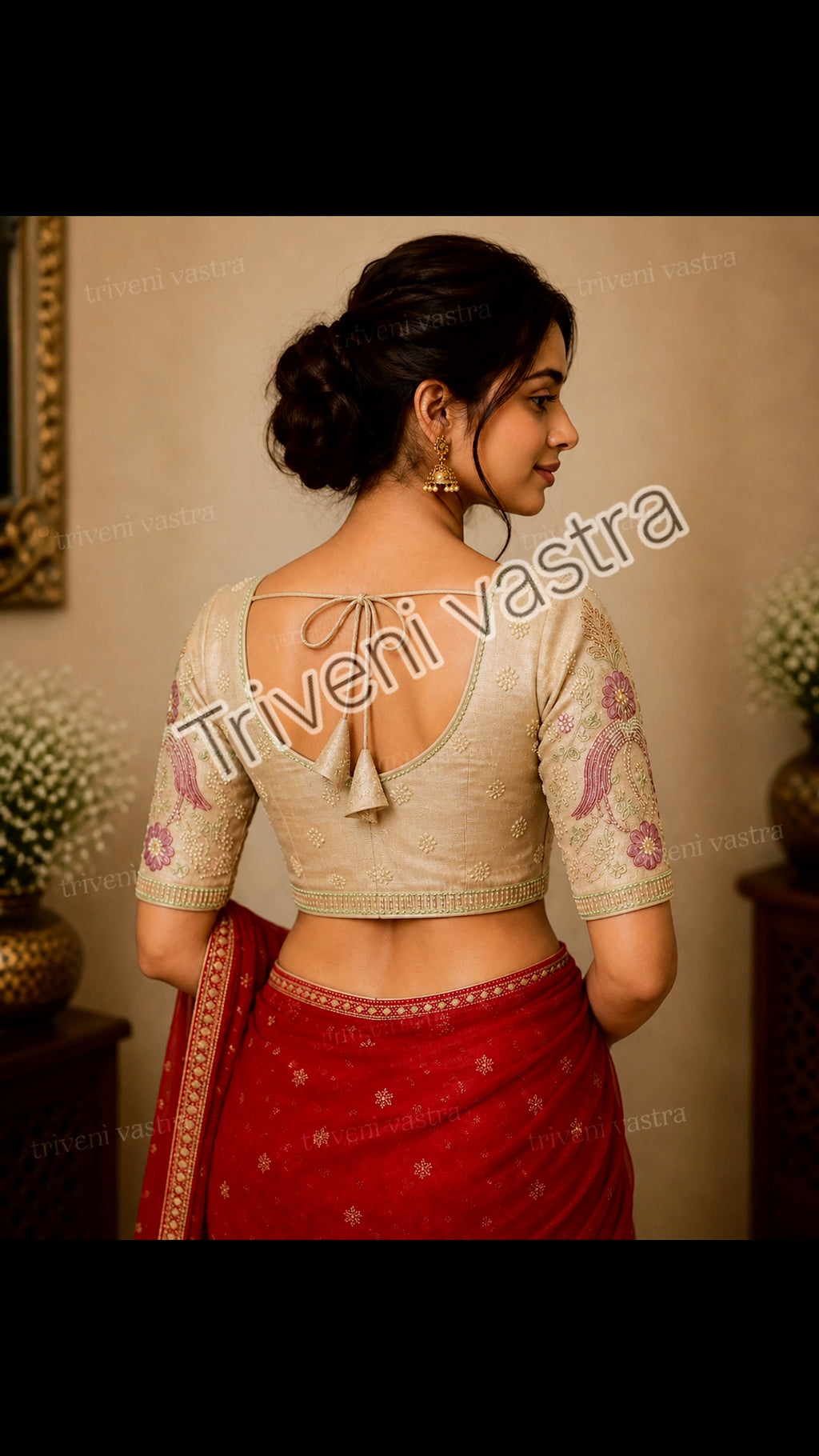 Designer Handwork readymade blouse with side zip