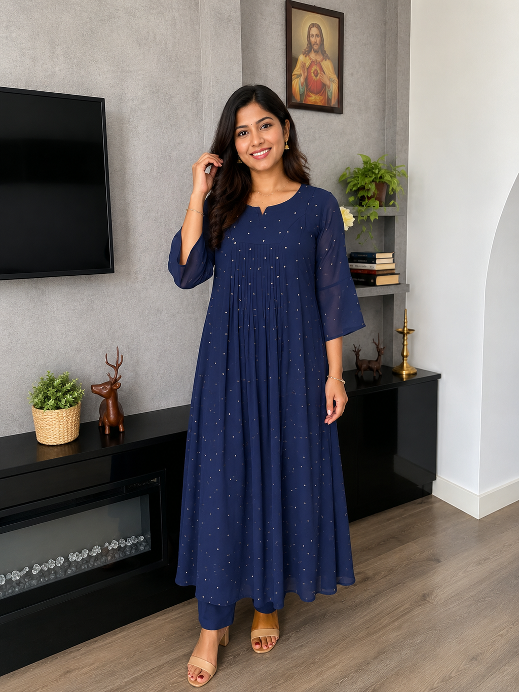 A line Dress/ Kurthi- Blue
