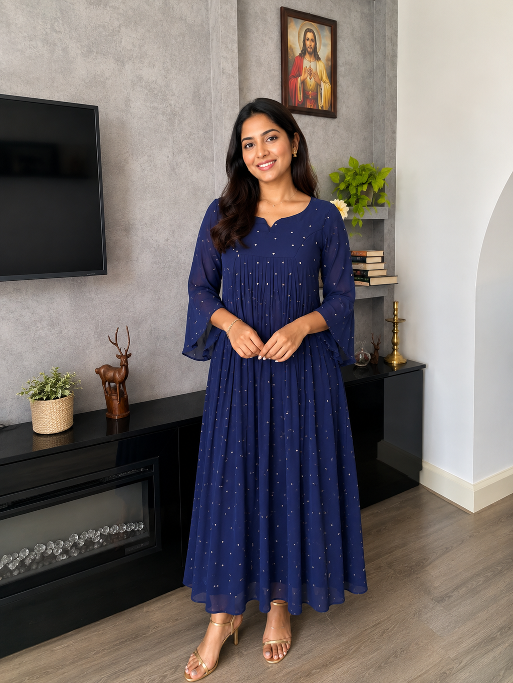 A line Dress/ Kurthi- Blue